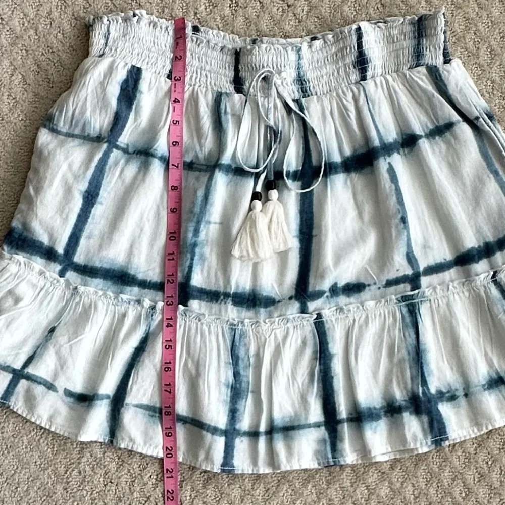 Pilcro/Anthropologie Tie-Dye Linen Blend Mini Skirt Blue Motif XL Boho Beach NWT - Picture 13 of 16